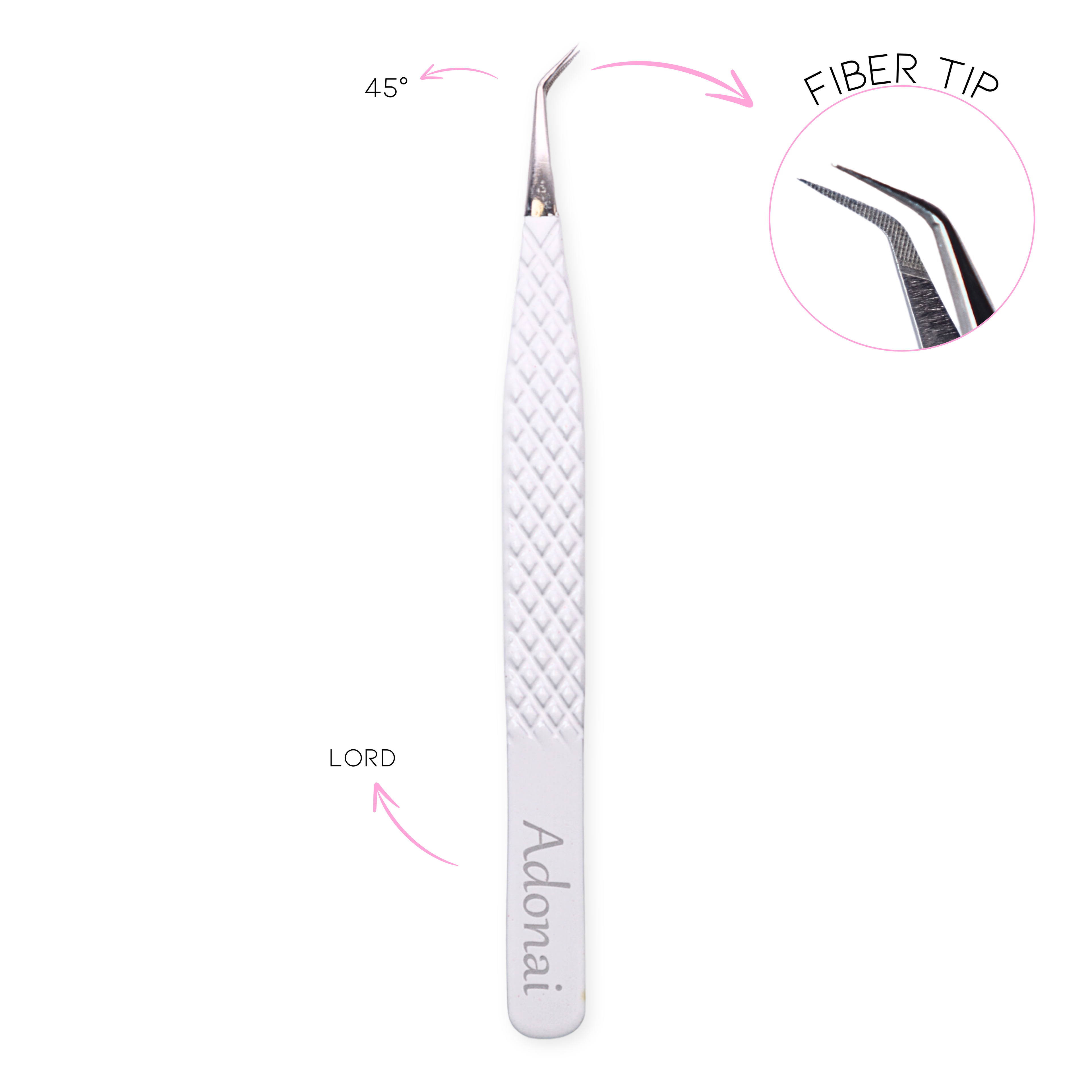 Lash tweezers with fiber tip for precise lash extension application