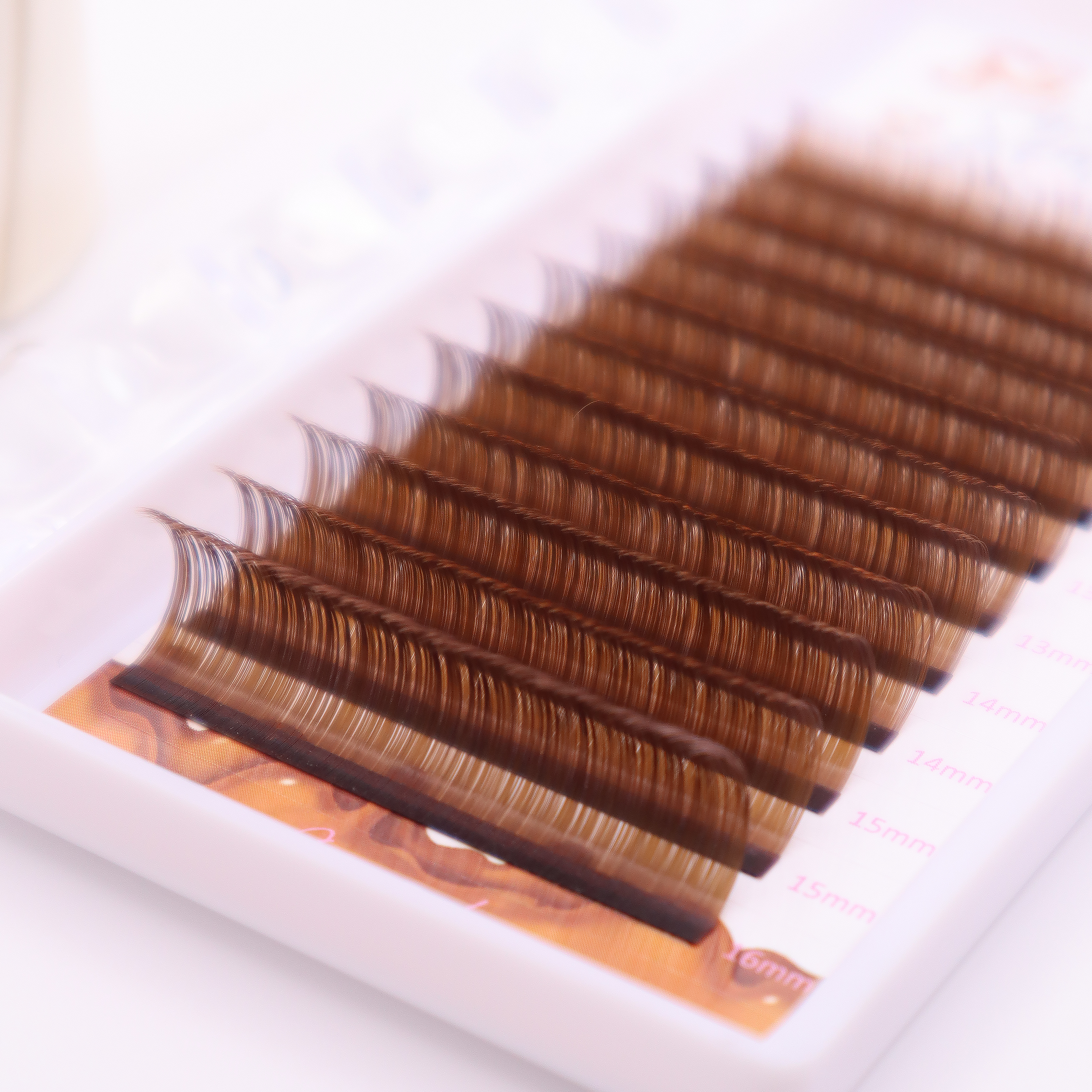 Soft natural brown lash trays for professional lash artists